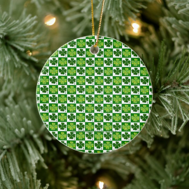 SlipperyJoe's Saint Patrick's Day four leaf clover Ceramic Ornament (Tree)