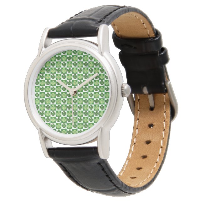 SlipperyJoe's Saint Patrick's Day four leaf clover Watch (Angled)