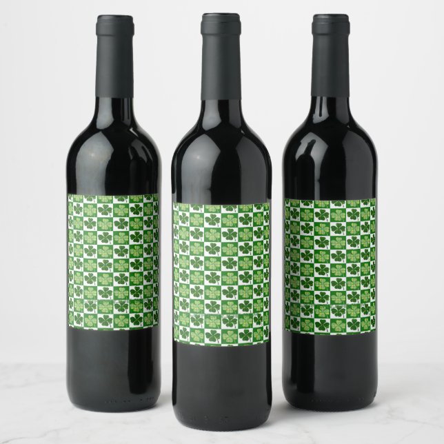 SlipperyJoe's Saint Patrick's Day four leaf clover Wine Label (Bottles)