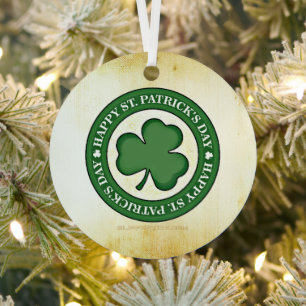 SlipperyJoe's Saint Patrick's Day glossy three lea Metal Ornament