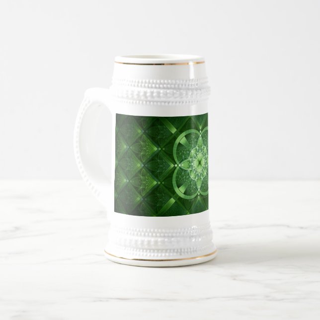 SlipperyJoe's Saint Patrick's Day glowing four lea Beer Stein (Front Left)