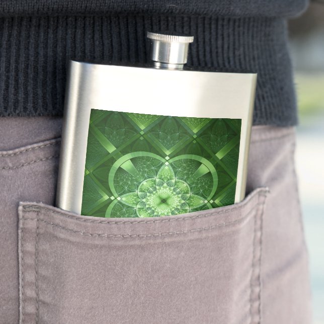 SlipperyJoe's Saint Patrick's Day glowing four lea Hip Flask (In Situ)