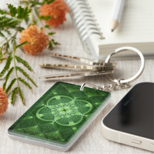 SlipperyJoe's Saint Patrick's Day glowing four lea Keychain