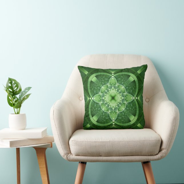 SlipperyJoe's Saint Patrick's Day glowing four lea Throw Pillow (Chair)