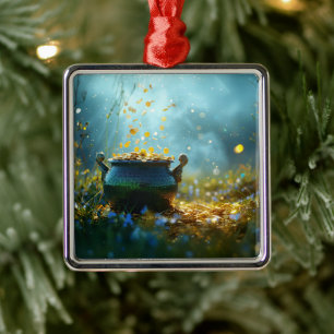 SlipperyJoe's Saint Patrick's Day large ornate pot Metal Ornament