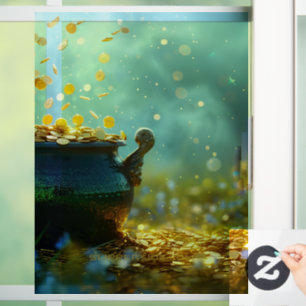 SlipperyJoe's Saint Patrick's Day large ornate pot Window Cling