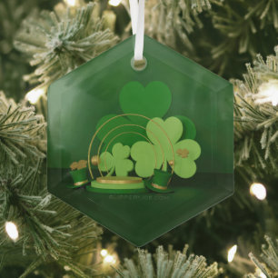 SlipperyJoe's Saint Patrick's Day theme leprechaun Glass Ornament