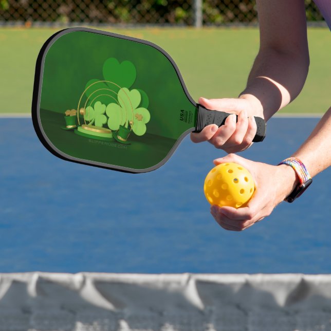 SlipperyJoe's Saint Patrick's Day theme leprechaun Pickleball Paddle (Insitu)