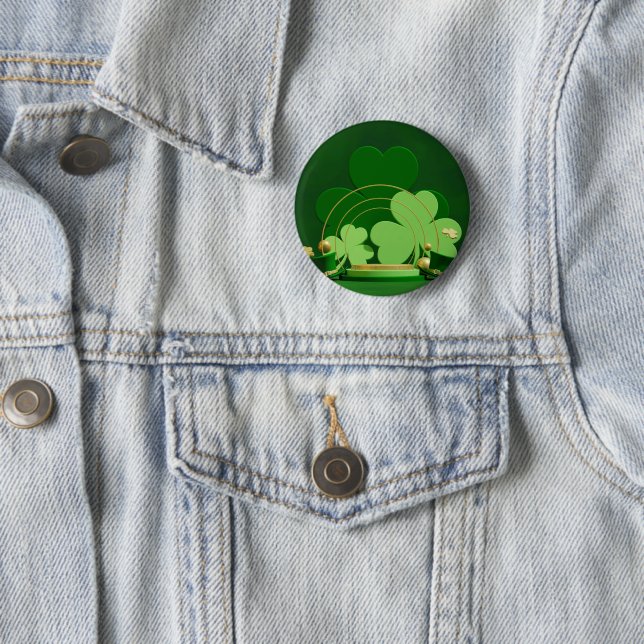 SlipperyJoe's Saint Patrick's Day three-leaf clove 2 Inch Round Button (In Situ)