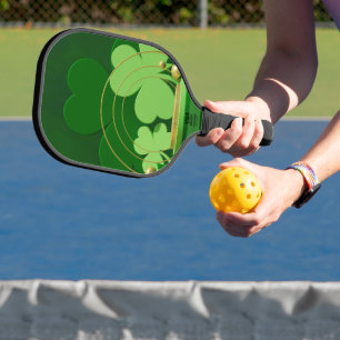 SlipperyJoe's Saint Patrick's Day three-leaf clove Pickleball Paddle