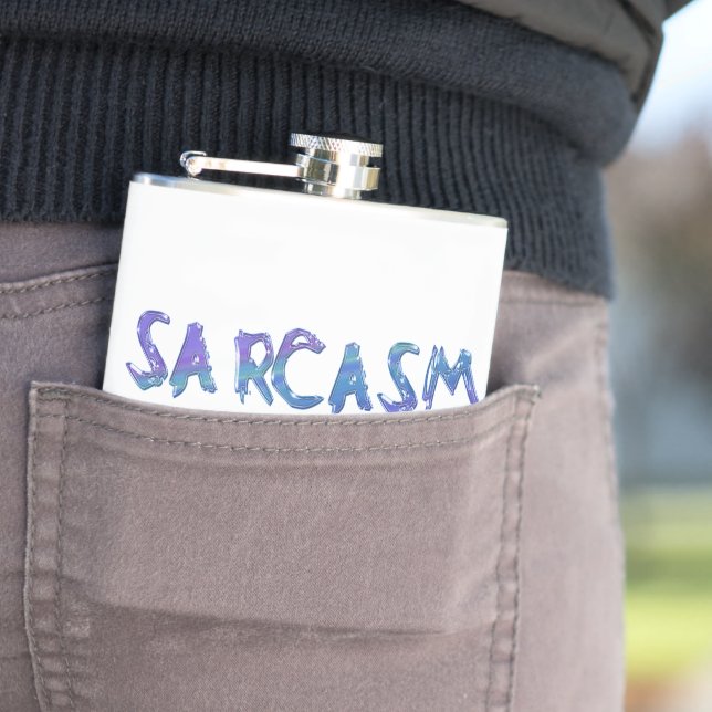 SlipperyJoe's Sarcasm beating illegal funny slogan Hip Flask (In Situ)