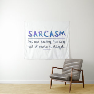 SlipperyJoe's Sarcasm funny slogan saying playful Tapestry
