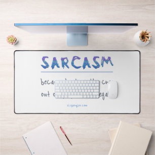 SlipperyJoe's sarcasm polished metal illusion high Desk Mat