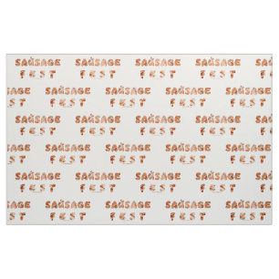 SlipperyJoe's sausage fest words long meat juicy t Fabric
