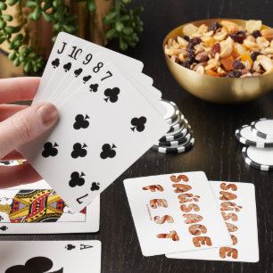 SlipperyJoe's sausage fest words long meat juicy t Playing Cards