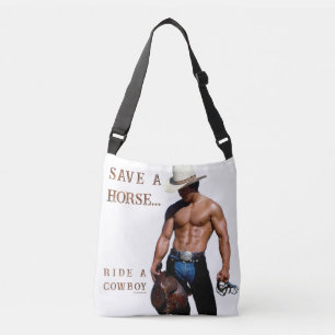 SlipperyJoe's Save a horse Ride A Cowboy hat muscu Crossbody Bag