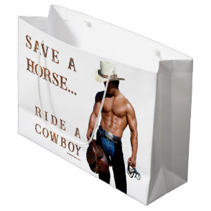 SlipperyJoe's Save a horse Ride A Cowboy hat muscu Large Gift Bag