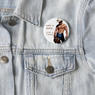 SlipperyJoe's save horse ride straw cowboy hat mus 2 Inch Round Button