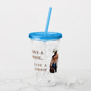 SlipperyJoe's save horse ride straw cowboy hat mus Acrylic Tumbler