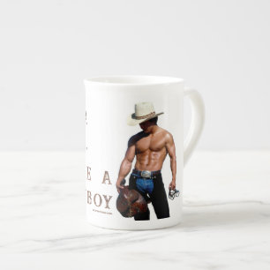 SlipperyJoe's save horse ride straw cowboy hat mus Bone China Mug