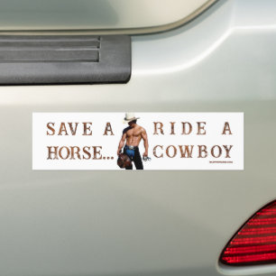 SlipperyJoe's save horse ride straw cowboy hat mus Bumper Sticker