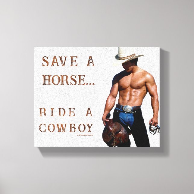 SlipperyJoe's save horse ride straw cowboy hat mus Canvas Print (Front)