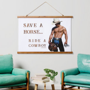 SlipperyJoe's save horse ride straw cowboy hat mus Hanging Tapestry