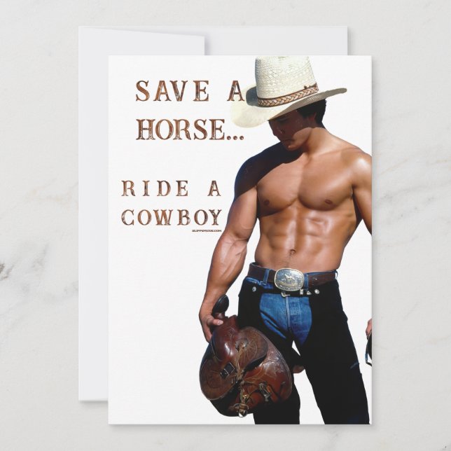 SlipperyJoe's save horse ride straw cowboy hat mus Holiday Card (Front)