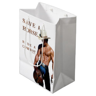 SlipperyJoe's save horse ride straw cowboy hat mus Medium Gift Bag