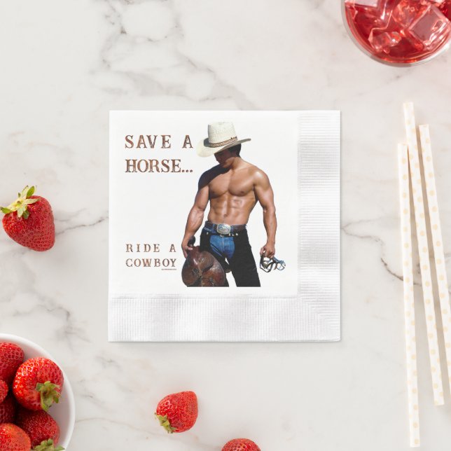 SlipperyJoe's save horse ride straw cowboy hat mus Napkin (Insitu)