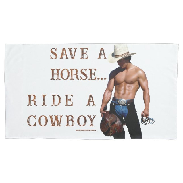 SlipperyJoe's save horse ride straw cowboy hat mus Pillowcase (Front)