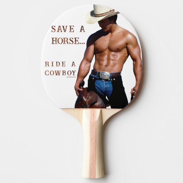 SlipperyJoe's save horse ride straw cowboy hat mus Ping Pong Paddle (Front)