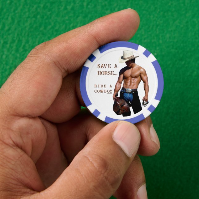 SlipperyJoe's save horse ride straw cowboy hat mus Poker Chips (Hand)