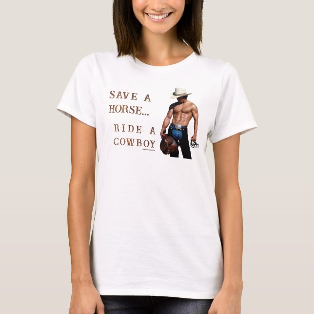 SlipperyJoe's save horse ride straw cowboy hat mus T-Shirt (Front)