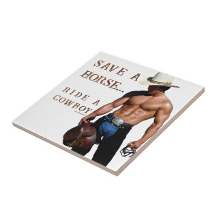 SlipperyJoe's save horse ride straw cowboy hat mus Tile