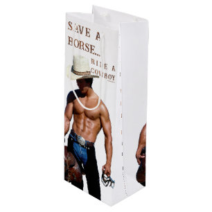 SlipperyJoe's save horse ride straw cowboy hat mus Wine Gift Bag