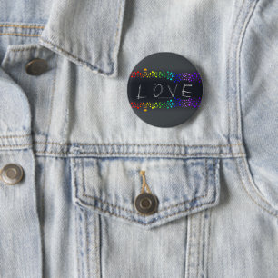 SlipperyJoe's scribbled love word rainbow gradient 2 Inch Round Button