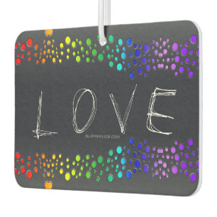 SlipperyJoe's scribbled love word rainbow gradient Air Freshener