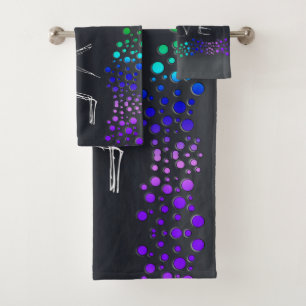 SlipperyJoe's scribbled love word rainbow gradient Bath Towel Set