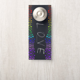 SlipperyJoe's scribbled love word rainbow gradient Door Hanger