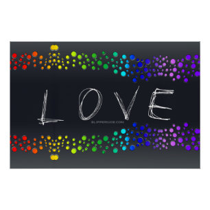 SlipperyJoe's scribbled love word rainbow gradient Poster
