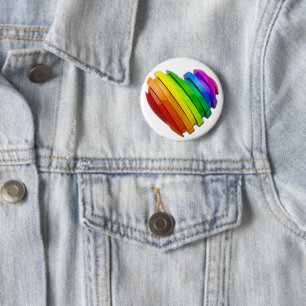 SlipperyJoe's sculptural three‑dimensional heart b 2 Inch Round Button