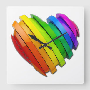 SlipperyJoe's sculptural three‑dimensional heart b Square Wall Clock