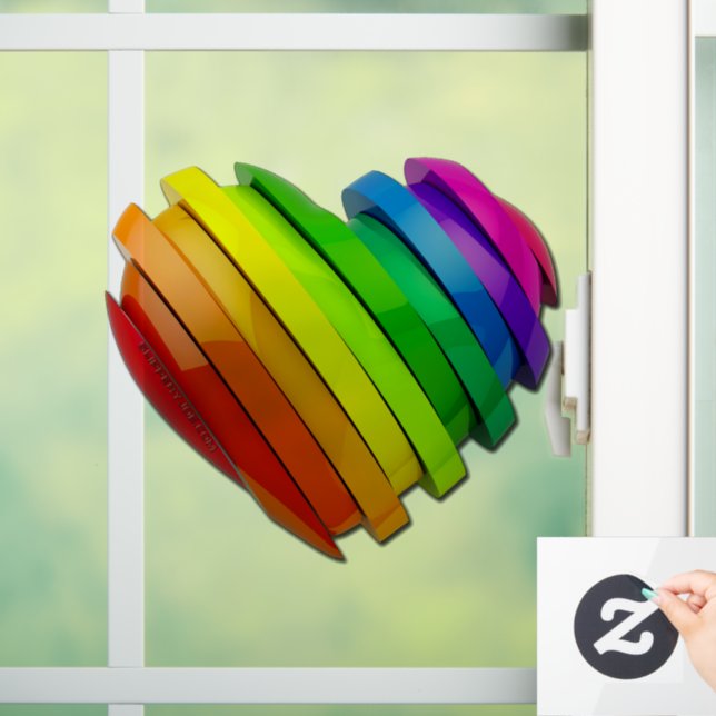 SlipperyJoe's sculptural three‑dimensional heart b Window Cling (Home)