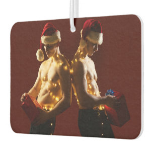 SlipperyJoe's shirtless men back-to-back Christmas Air Freshener