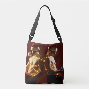 SlipperyJoe's shirtless men back-to-back Christmas Crossbody Bag