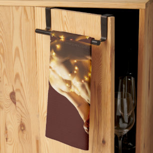 SlipperyJoe's shirtless men back-to-back Christmas Kitchen Towel