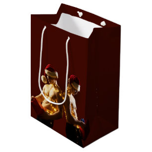 SlipperyJoe's shirtless men back-to-back Christmas Medium Gift Bag