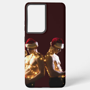 SlipperyJoe's shirtless men back-to-back Christmas Samsung Galaxy Case