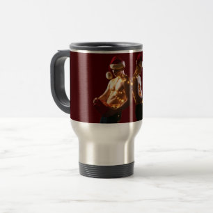 SlipperyJoe's shirtless men back-to-back Christmas Travel Mug